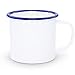 Crow Canyon Home Enamelware Mug, 12 ounce, Vintage White/Blue (Single)