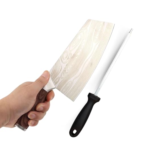 Image of Machado Forging Serbian Chef Knife Set - 12 inch Full Tang High Carbon Clad Steel Butcher Cleaver with Knife Sharpener - Perfect for Vegetables, Fish, Meat - Ideal for Kitchen, Hotel, Restaurant