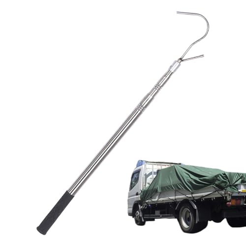 Strumento per camion letto Buddy - Acciaio inossidabile Supporto per carico telescopico Rece Retriever Tool - telescopica per impieghi gravosi, gancio multifunzione per camion ad alta barra