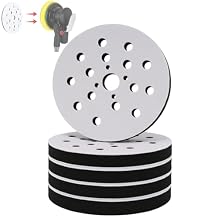6 Inch Interface Pad 5 Pack, 25 Holes Hook and Loop Foam Sanding Pads for Orbital Sander, Soft Cushion Pad for Polishing, Fits Most 6" Sanders, Reduces Vibration, Protects Surface