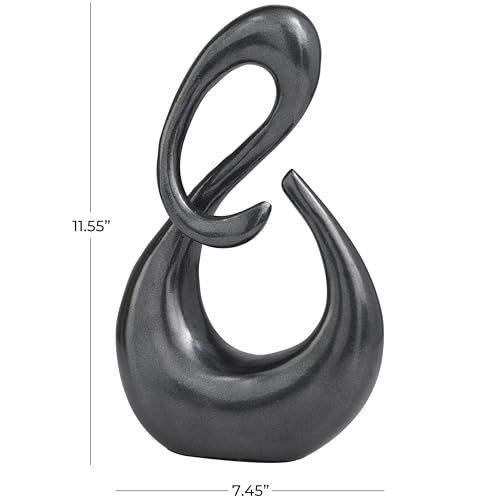 Escultura decorativa abstracta de metal aluminio gris oscuro 7 x 3 x 12 pulg miniatura 6
