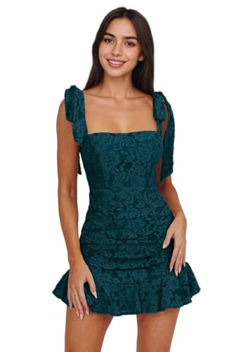 Fivsole Short Lace Ruffles Homecoming Dresses for Teens Mini Formal Cocktail Party Dresses