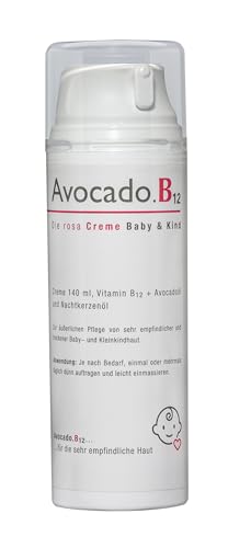 Avocado.B12 die rosa Baby & Kindercreme mit Vitamin B12 bei Neurodermitis und trockener Haut, 140 ml