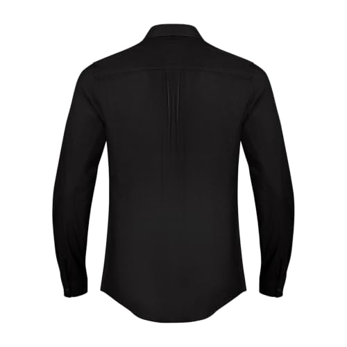 Image of JEKAOYI Mens Button Down Cotton Linen Shirts Casual Long Sleeve Beach Tops