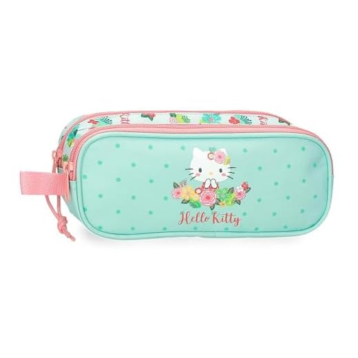 Hello Kitty Floral kitty Estuche Doble Verde 23x9x7 cms Poliéster