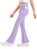 Haloumoning Girls Flare Leggings Kids Bell Bottoms High Waisted Dance Yoga Flared Pants with Pockets 5-14Y...
