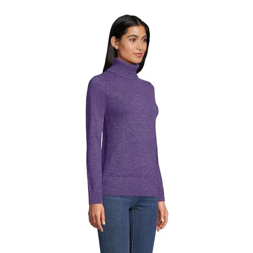 Image of Lands' End Womens Cashmere Turtleneck Sweater Velvet Plum Heather Petite X-Small