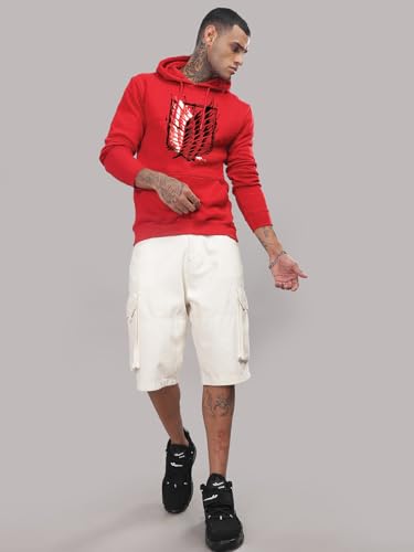 Image of ADRO Men's Cotton Neck Hooded Sweatshirt (H22-2-WINN-RD Red XL)