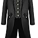 Men's Medieval Tailcoat Jacket Button Vintage Goth Steampunk Renaissance Tuxedo Mid Length Retro Tuxedo Costume Adult Black
