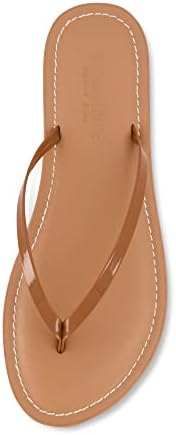 CUSHIONAIRE Women's Cora Flat Flip Flop Sandal with +Comfort and Wide Widths Available, Cognac Patent 7 | Image 4