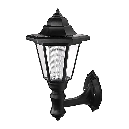 OurLeeme Solar Powered Wall Lanterns, Outdoor Solar Wall Lamp Sun Light Powered Auto ON/Off Waterproof for Garden Fence Yard (Cool White)
