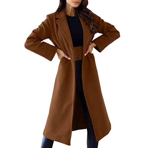 Veste d'hiver en laine femme manteau long double boutonnage uni