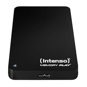 Intenso 6021460 Memory Play 1TB externe TV-Festplatte (6,35 cm (2,5 Zoll), 5400rpm, 8MB Cache, USB 3.2 Gen 1x1) inkl. TV-Halterung schwarz