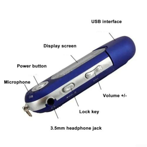 Lecteur MP3 avec écran, 8 Go USB rechargeable, lecteur audio numérique prenant en charge l'affichage WMA et les paroles, appareil de musique compact à clipser pour la course à pied, noir (bleu) – vue 4