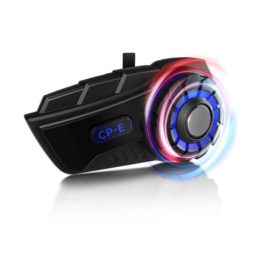 Moman Intercomunicador Casco Moto, CP-E Auriculares Manos Libres Moto para 6 Motociclistas Sistema de Comunicación 2000M con Cancelación de Ruido/FM/Compartir Música/Impermeabilidad, Individual
