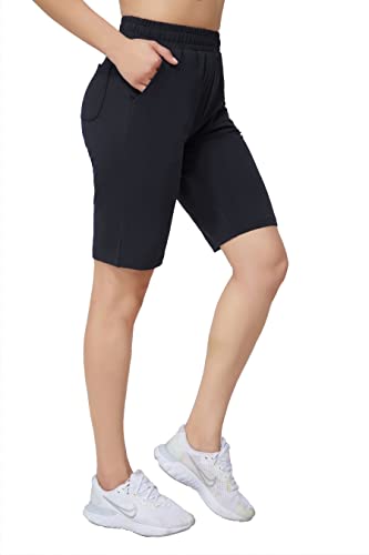 Women's 10" Long Shorts Running Athletic Workout Cotton Lounge Sweatpants Shorts Hiking Pocket Dark Grey S #TOP4