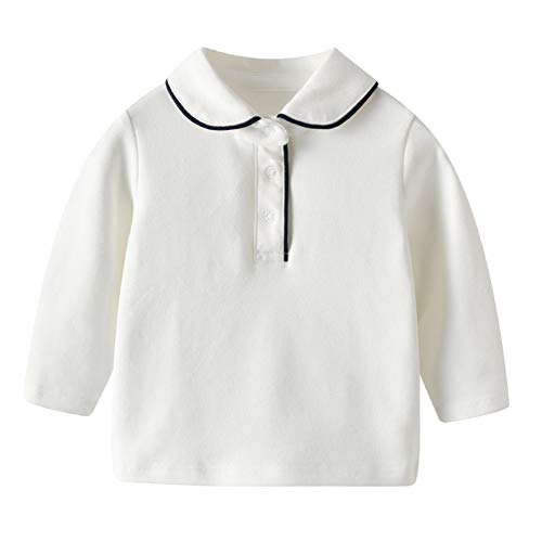 Infant Baby Boys' Collared Long Sleeve Cotton White Lapel Polo T-Shirts Tees Tops Shirt 6M-3T for Toddler
