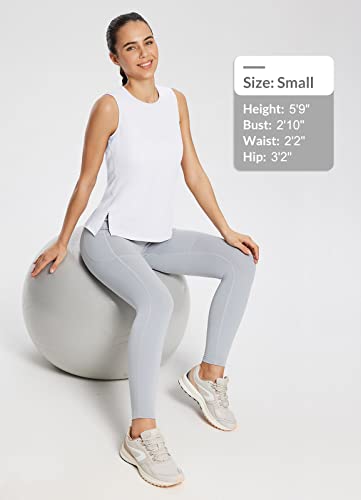 Baleaf Women's Workout Tank Tops High Neck Athletic Yoga Loose Gym Running Exercise Pima Cotton Sleeveless Shirts White M #TOP5