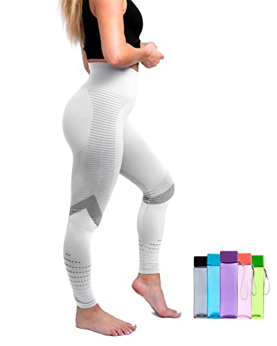 Pantalon de yoga taille haute gris L Thembros avec flacon blanc