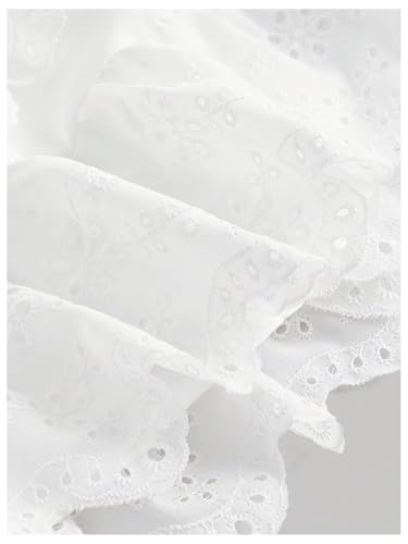 GORGLITTER Women's Mini Eyelet Skirt Tiered Ruffle High Waisted A Line Summer Skirts4