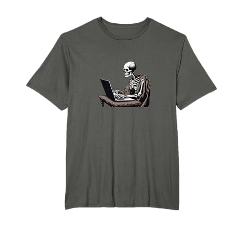 Web Developer Coding Skeleton In Front of Laptop Halloween T-Shirt