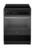 Hotpoint H6VMH60A (A) UA Cuisinière A Noir - Fours et cuisinières (Cuisinière, Noir, boutons, Rotatif, En haut devant, Électronique, Verre-céramique)