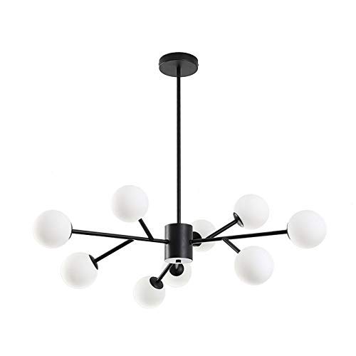 Plafonnier moderne noir et doré à 9 lumières pour illuminer un grand salon