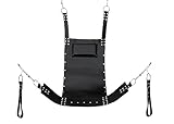 Strict Leather Premium Black Leather Heavy Duty Sex Sling Swing Adult Play Hammock with Stirrups mountable