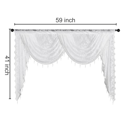 Cenefa floral vintage de encaje con cuentas para ventanas de dormitorio 8