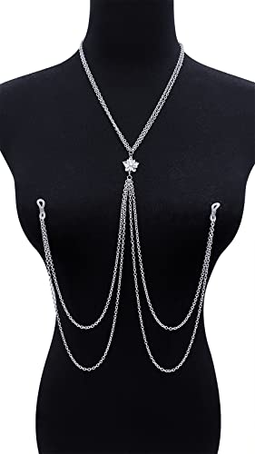 D.Bella Fake Nipple Piercing with Chain Fake Nipple Rings for Women Sexy Non Piercing Nipple Ring with Necklaces Adjustable Nipple Noose Fake Nipple Ring Non Piercing Nipple Jewelry3