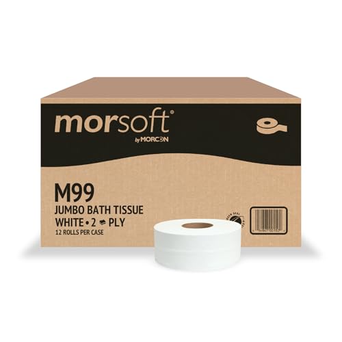 Morcon M99 Bath Jumbo Tissue, Septic Safe, 2-Ply, 3.3in x 1,000ft., 12 Count