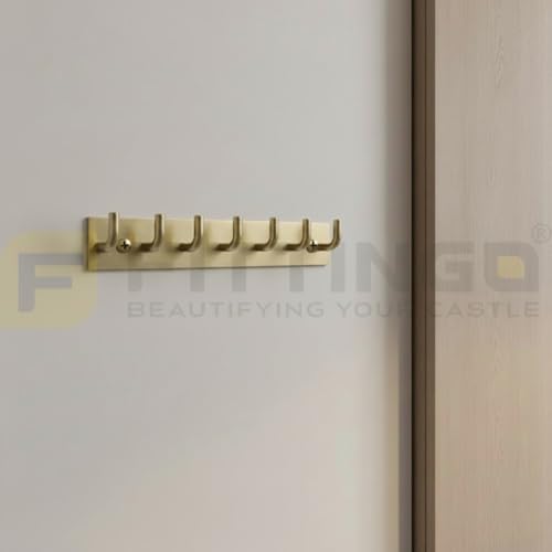 Image of Stainless Steel 6 Hook Cloth Hanger for Door /Dress Hanger Wall Mount /Bathroom Hooks for Hanging Clothes (Antique) Pack of 2-| 3 Years Warranty |