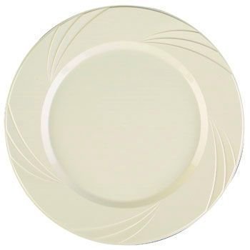 Newbury Collection 6 1/2" Beige Plastic Plates, Heavyweight Disposable Cake-Desert Plates 15 Per Pack