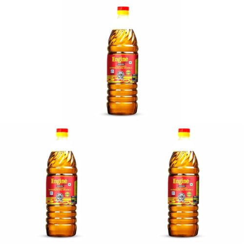 Image of Engine Brand Kachi Ghani Mustard Oil - 1 Litre (Pack of 3)