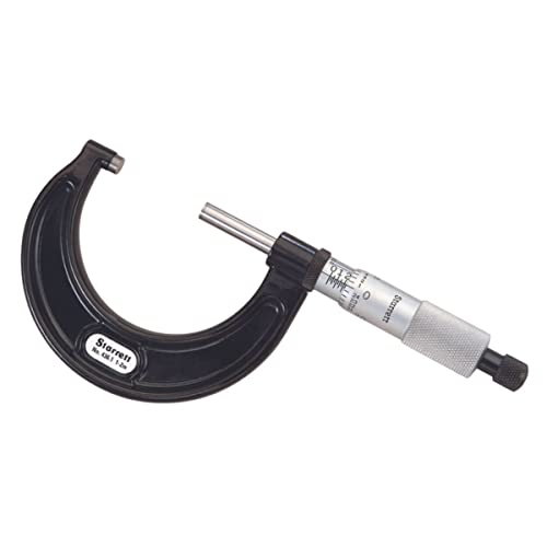 Starrett Outside Micrometer with One-Piece Spindle, Satin Chrome Finish and Tapered Frame - Quick and Easy Adjustment, 1-2