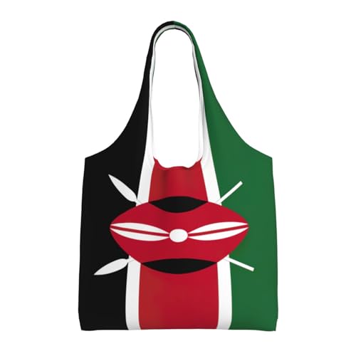 Sac fourre-tout en toile femme noir avec motif drapeau Kenya