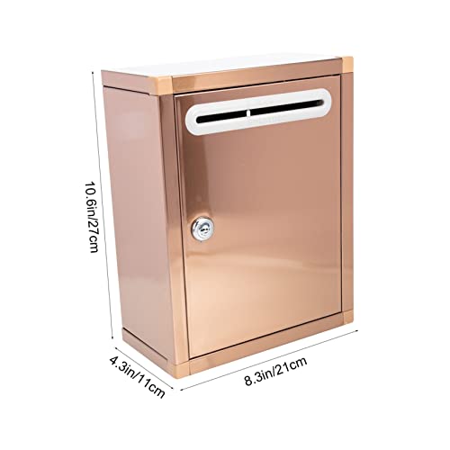 Yardwe Mailbox Box Stainless Steel Mailbox Letter Delivery Box Wall Mount Letter Box Hanging Postbox Letter Flash Cards Wall Mail Holder Donation Box With Lock Lockable Mailbox Metal Box #TOP7