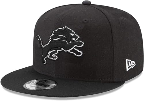 New Era NFL 9FIFTY Black/White Adjustable Snapback Hat Cap One Size Fits All (Detroit Lions)