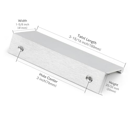 Image of Rergy 10 Pack 3 inch Cabinet Pulls Brushed Nickel Finger Pulls for Cabinets