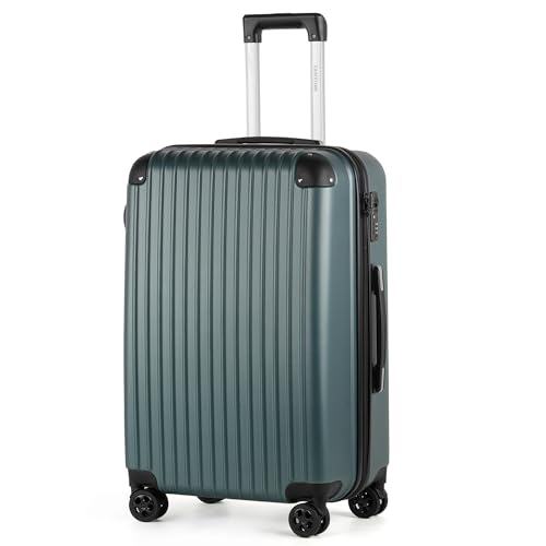 TANTOMI Handgepäck Koffer 20 Zoll, Hartschalenkoffer aus ABS, Trolley, Reisekoffer mit 4 Rollen, 3-stelliges Zahlenschloss, Seitenkanten mit Stoßschutz (Set-M/L/XL) (41L, Helles Dunkelgrün)