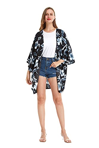 Matchable Couple Hawaiian Luau Shirt or Kimono in Midnight Bloom2