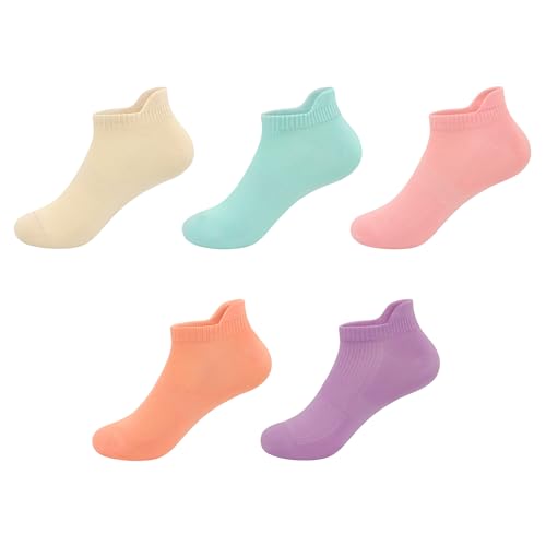 SERISIMPLE Ultra-Soft Viscose Bamboo Kids No-Show Socks Ankle Thin Comfortable Low Cut Socks for Boys&Girls Non Slip 5 Pairs