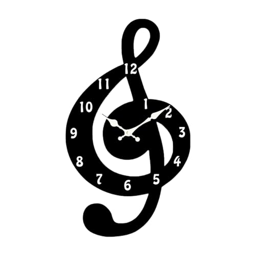 LOVIVER Horloge Murale Musicale en Bois, silencieuse, Moderne, Installation Facile, Motif Note de...