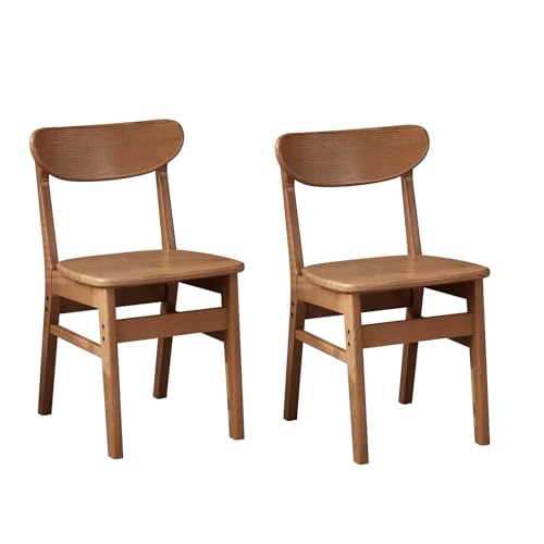 Image of AnywaysWood Solid Wood Ladder Back Chair Set, Classic Backed Kitchen & Dining Room Chairs (Set of 2 Solid Wood Chairs)