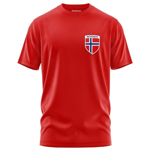 Thread and Ink Norway Crest Shirt for Men Norway Gameday Short Sleeve Cotton Unisex Top Tee Red