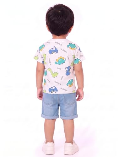Image of Krishn Creations Kids Clothes for Boys | Cotton Printed Half Sleeve T-shirt and Shorts Baby Boy Dress | Casual Wear Kids Clothes