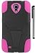 For Samsung Galaxy Mega 6.3 Double Layer Hybrid Stand Cover Case with ApexGears Stylus Pen (Black Pink)