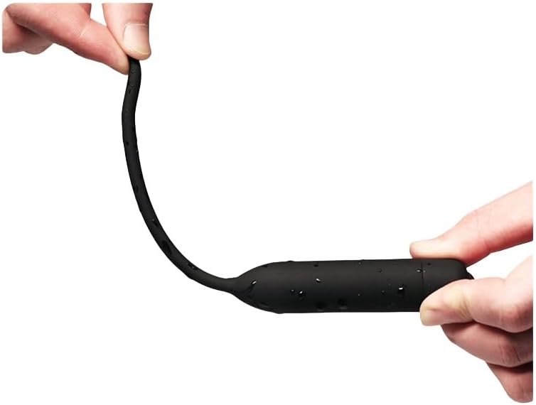 Men's Silicone Urethral Vibrator - Prostate Massager & Stimulation Rod, 10 Vibration Modes, Soft and Comfortable, Adult Pleasure Device (Black Long Version, Diameter 6.5mm)