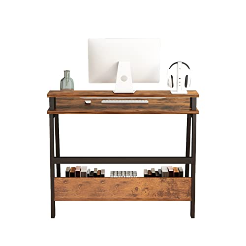Alisened Computer Home Office Desk, 31.5" Desk For Small Spaces With Storage Shelf,Small Computer Desk With Monitor And Bookshelf, Modern Simple Style Laptop Desk #TOP3