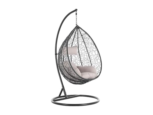 Vente-unique - Fauteuil Suspendu en résine tressée - Anthracite - CAMPLI de MYLIA